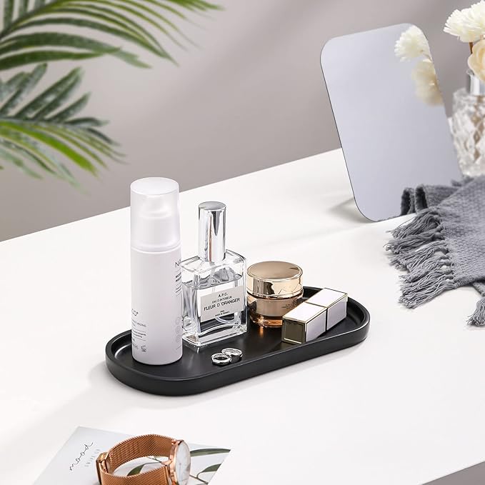 Luxspire Bathroom Vanity Tray Kitchen Soap Tray, Oval Toilet Tank Tray - Image 3