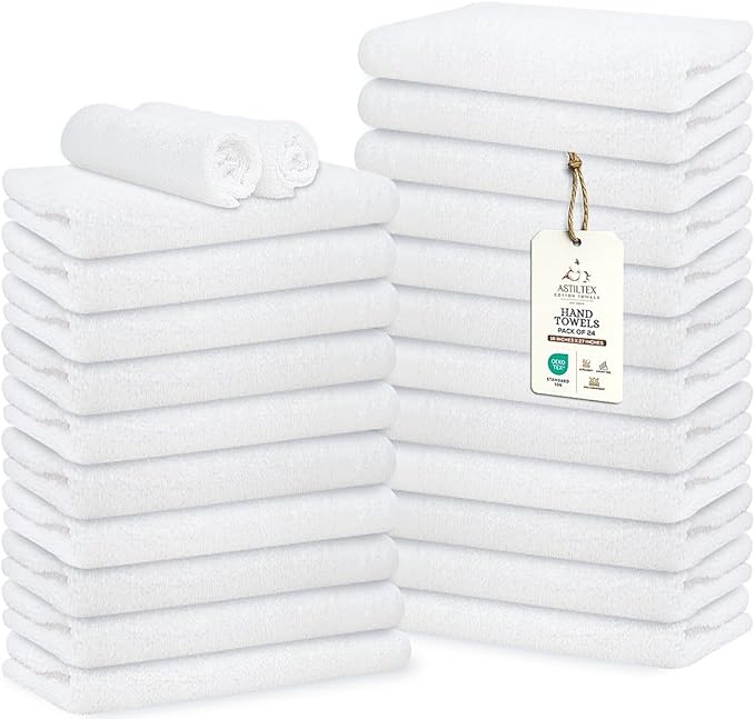Premium 100% Cotton Hand Towels – Pack of 24, 16x27 Inch – Quick-Dry, Highly by ASTILTEXCottonTowels