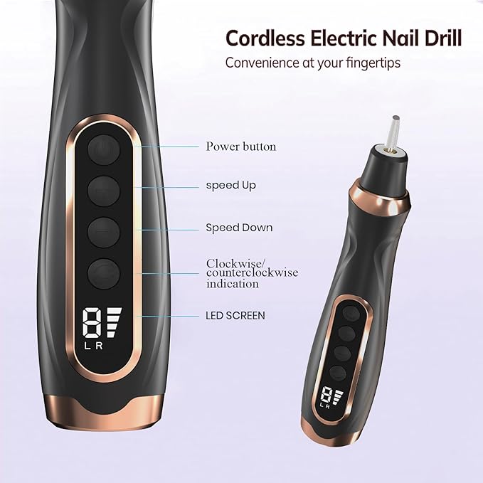 Professional Manicure Pedicure Kit Cordless Electric Nail File Set 6 Speed - Image 3