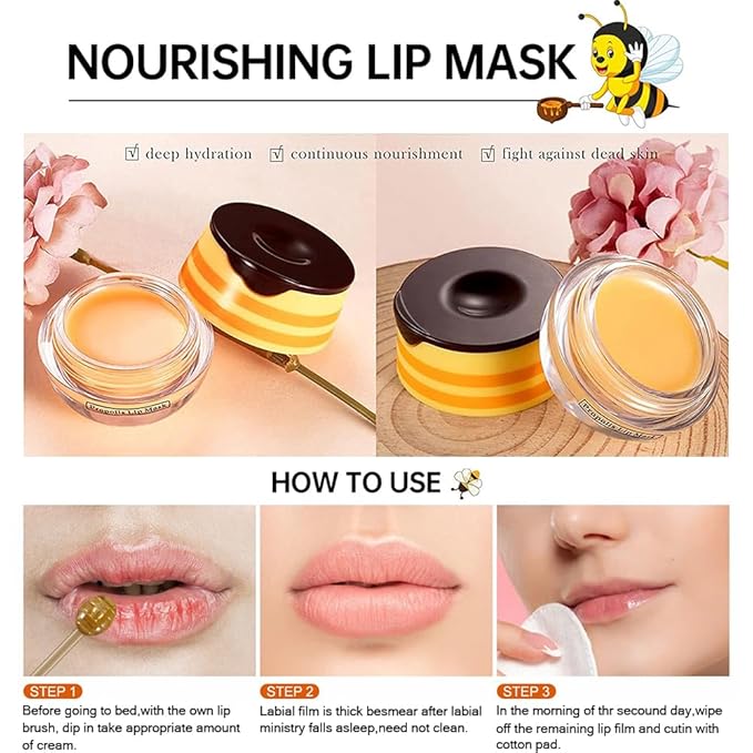 4PCS Strawberry & Bee Lip Balm Honey Pot, Vitamin E & Moisturizing Propolis - Image 7