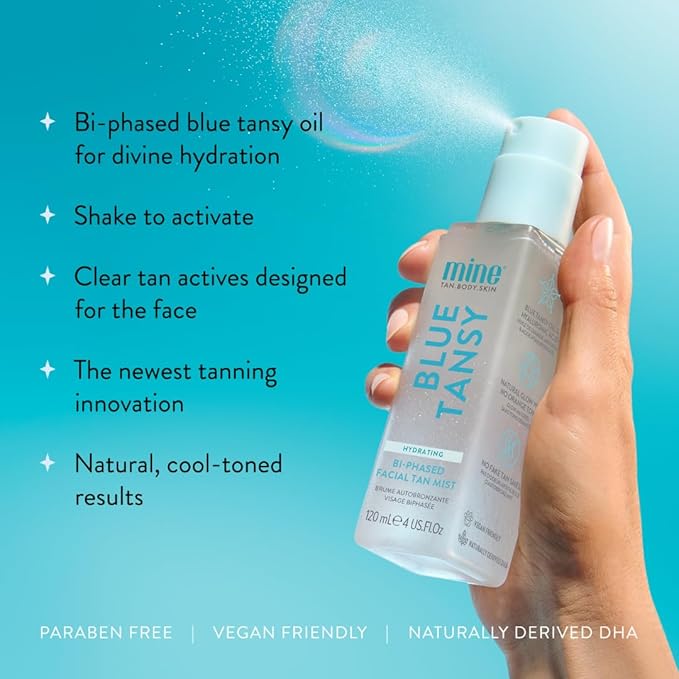 Minetan Clear Face Tan Mist | Blue Tansy Oil Infused Facial Self Tanning Spray - Image 3
