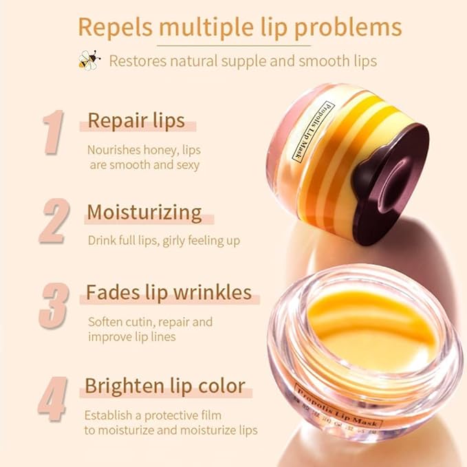 4PCS Bee Lip Balm Honey Pot, Fruit Moisturizing Propolis Lip Mask, Lip Mask - Image 2