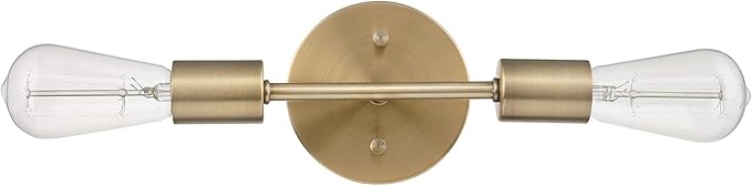 Globe Electric 2-Light Vanity Light, Matte Brass, Open Socket, Horizontal by GlobeElectric
