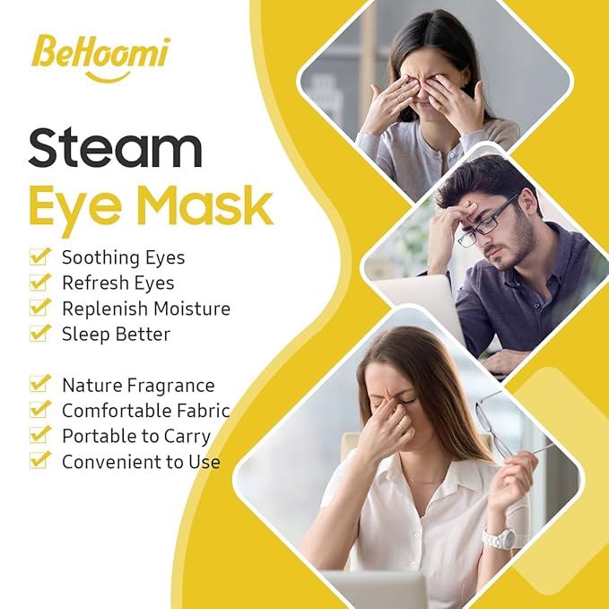 BeHoomi Steam Eye Mask, Self Heating Disposable SPA Warm Compress - Image 3