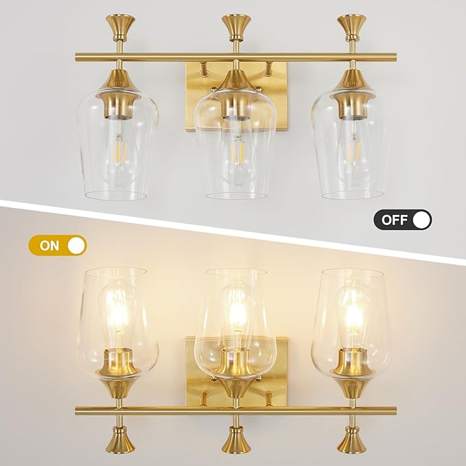 Bathroom Light Fixtures, Brushed Gold Vanity Lights - Image 2