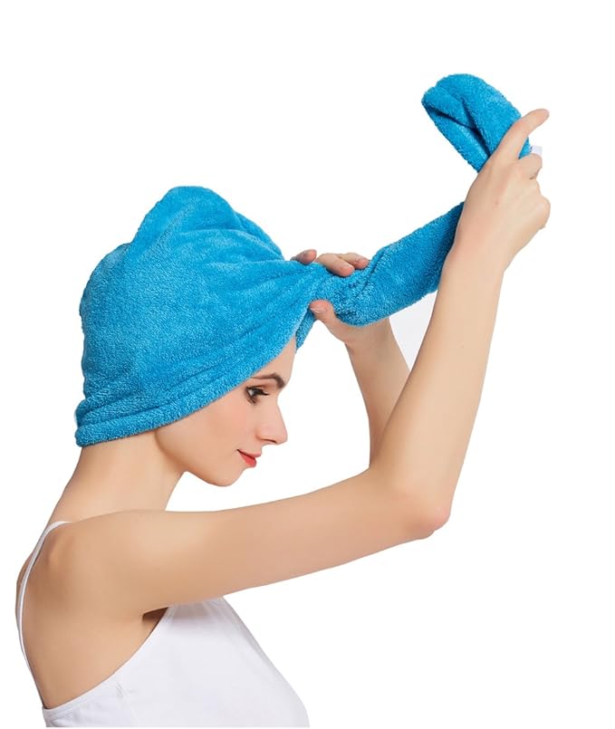 HOPESHINE Women's Soft Shower Hair Towel Twist Hair Turban Wrap Drying Cap - Image 3