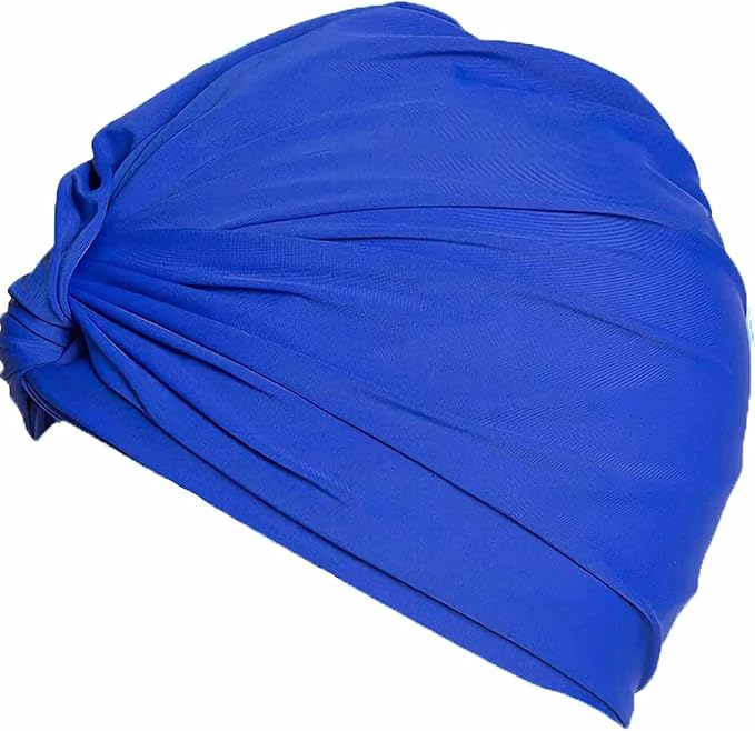 Pleated Fabric Swimming Cap Women Ladies Long Hair Swim Cap Ear Protecting - Image 3