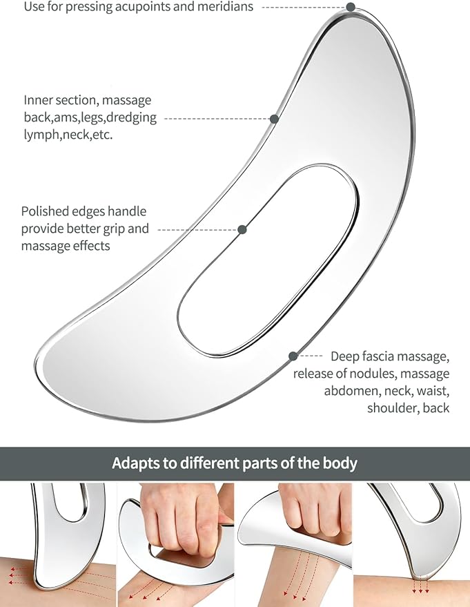 3-in-1 Stainless Steel Gua Sha Massage Tool Set, Muscle Scraper & IASTM Tools - Image 3