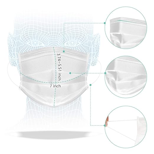 Wecolor 100 Pcs Disposable 3 Ply Earloop Face Masks, Suitable - Image 2
