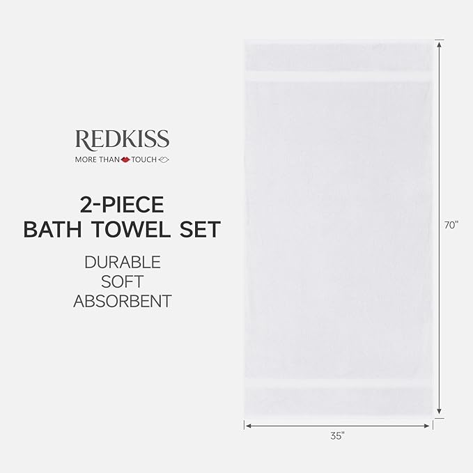REDKISS 2 Pack 70"x35" Extra Large Cotton Bath Sheets - Image 3