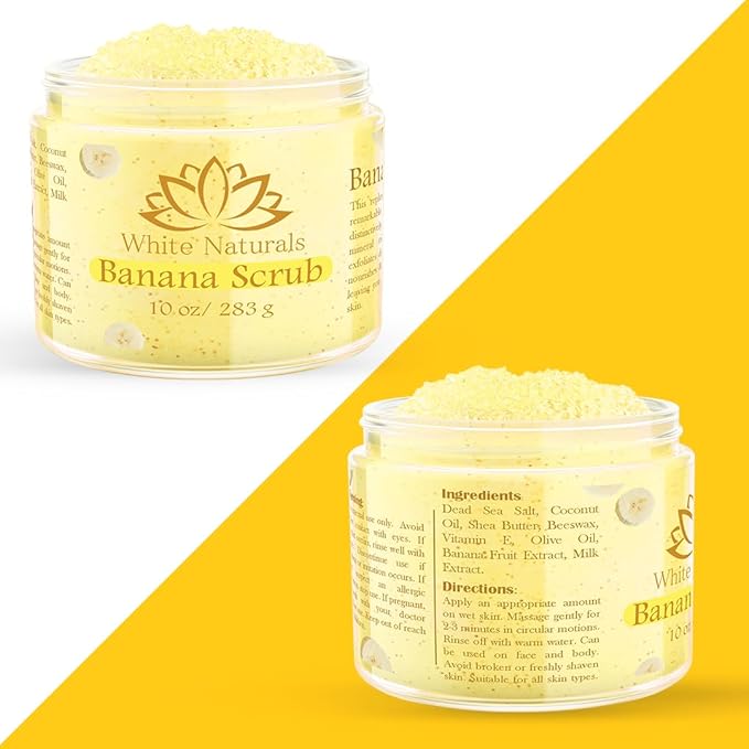 Organic Banana Body Scrub, Moisturizing and Exfoliating Salt Face & Body Scrub - Image 4