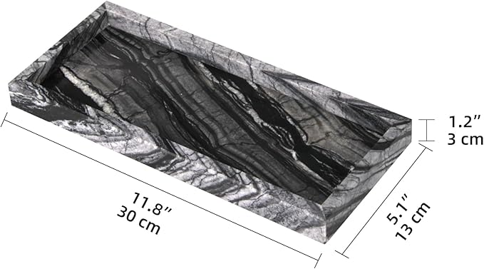 Marble Bathroom Vanity Tray, Natural Luxury Vanity Home Kitchen Bathroom Table - Image 3