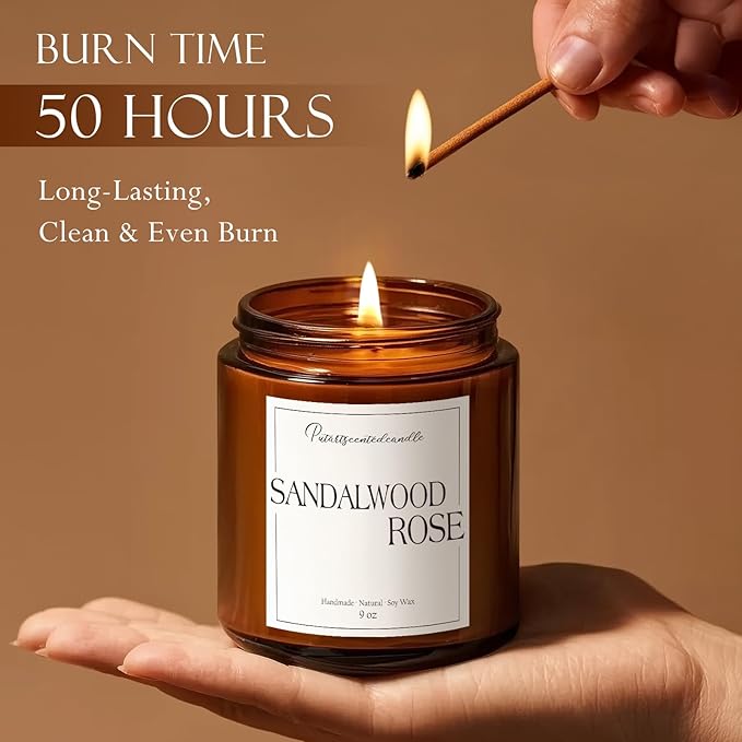 Sandalwood & Rose Scented Candles - Image 5