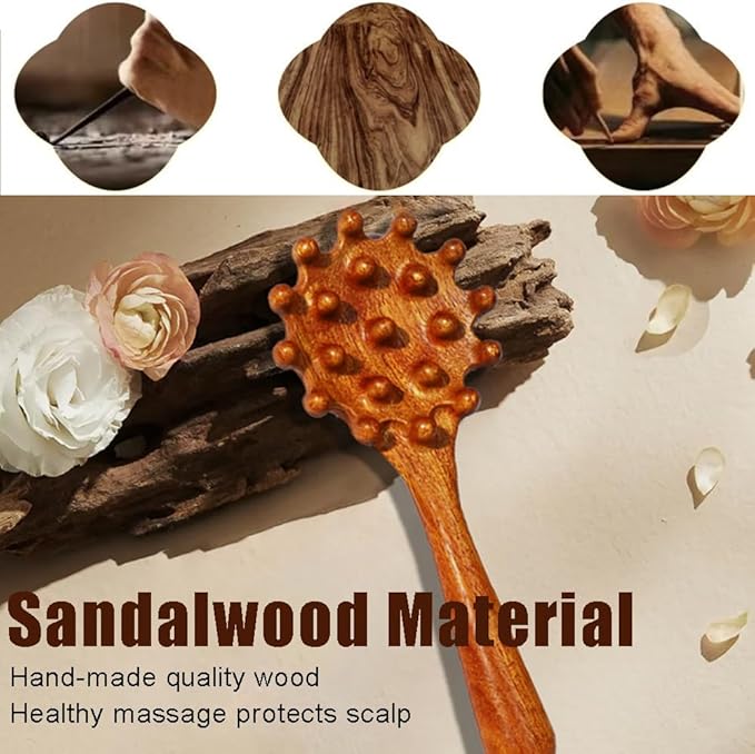 OULIGET Wooden Trigger Point Massage Tool, Sandalwood Comb Head Massager - Image 4