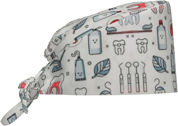 Working Cap Scrub Caps with Sweatband Adjustable Tie Back Hat Nurse Surgical by Unknown