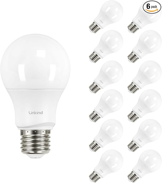 Linkind A19 LED Light Bulbs Dimmable, 60W Equivalent, 2700K Soft White by Linkind