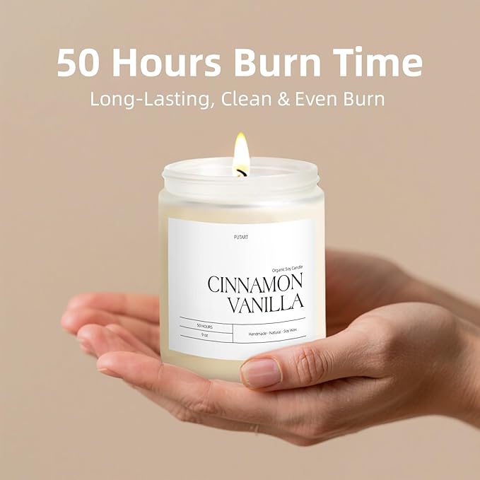 Cinnamon Vanilla Candles for Home Scented, Natural Soy Wax Aromatherapy Non - Image 4