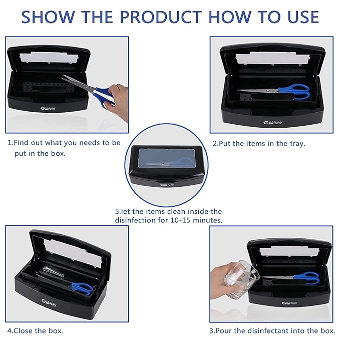 Gusnilo Nail Tool Sterilizer Box Plastic Disinfectant Container Disinfectant - Image 5
