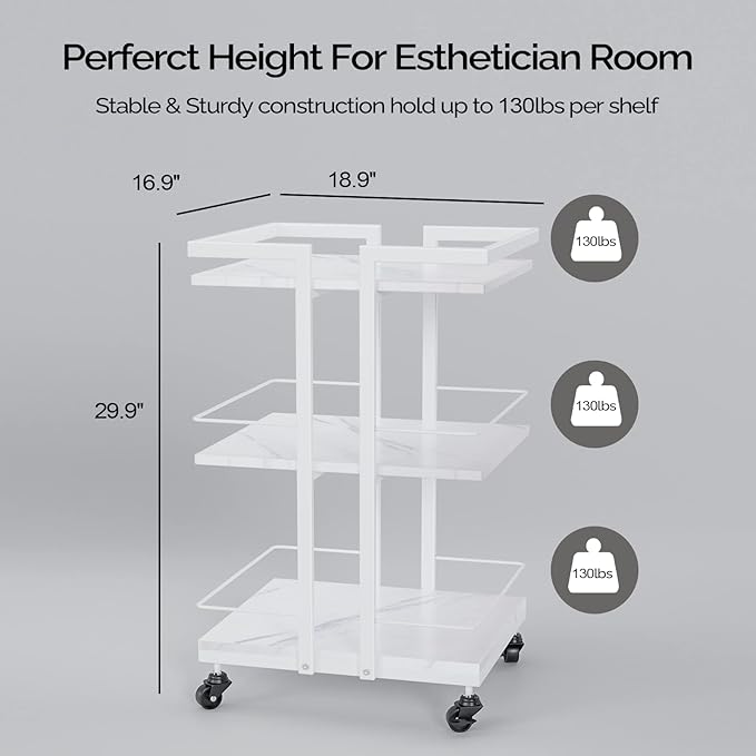 Esthetician Cart with Wheels Utility Salon Rolling Trolley, Tattoo Manicure - Image 9