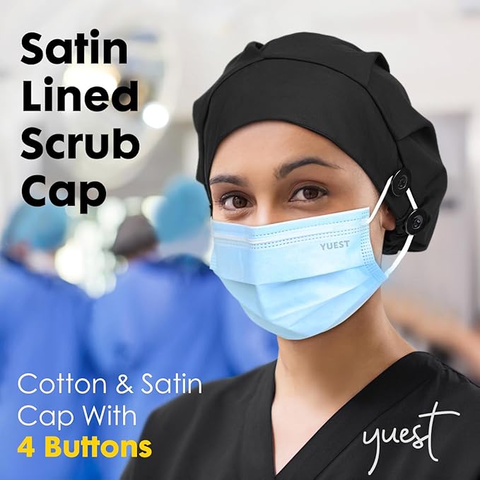 2 Pack Satin Lined Bouffant Scrub Caps - Image 6