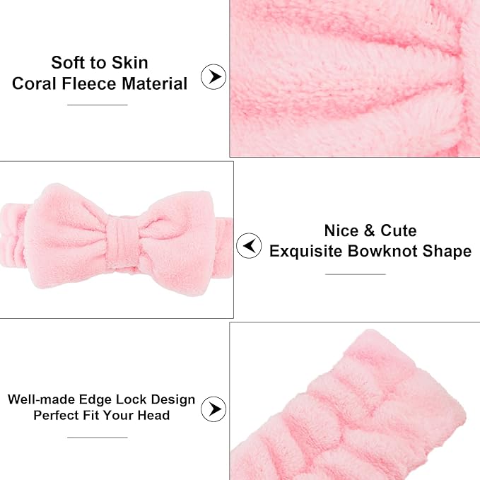 Casoty Black White Pink Skincare Headband - Image 7