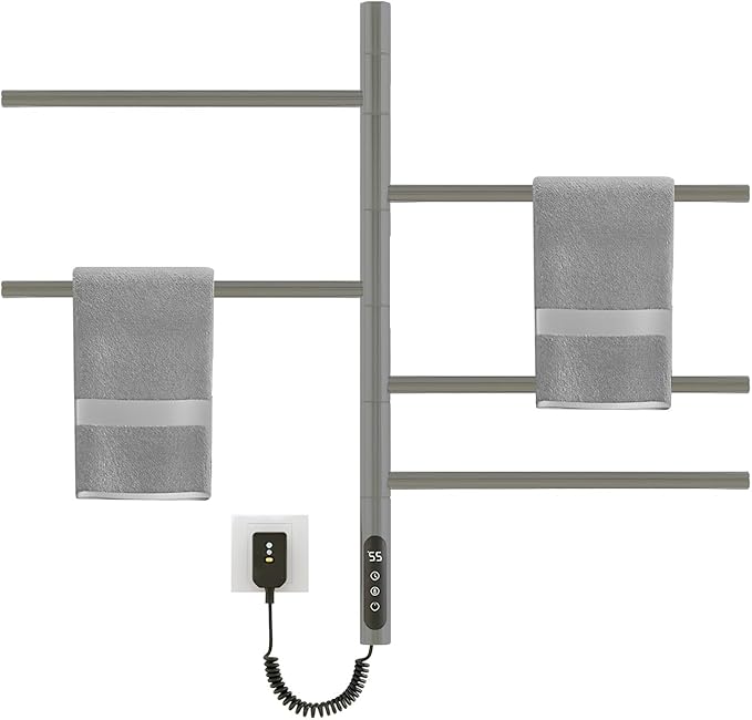Rotatable Heated Towel Warmer, Plug-in/Hard-Wired Wall Mounted Electric Towel by SEHAUSEU
