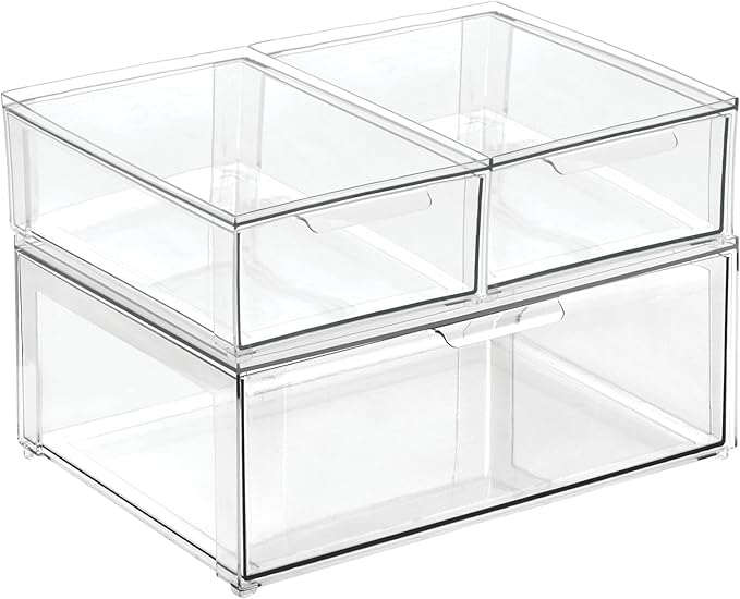 mDesign Plastic Stackable Bathroom Storage Organizer Bin Containers - Image 7