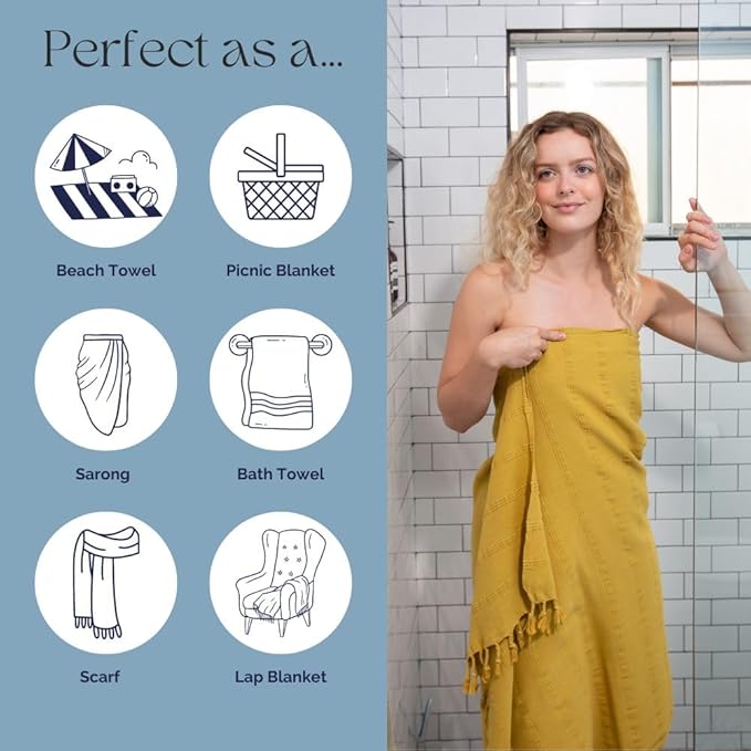 InfuseZen Stonewashed Turkish Bath & Beach Towel –100% Organic Turkish Cotton - Image 5