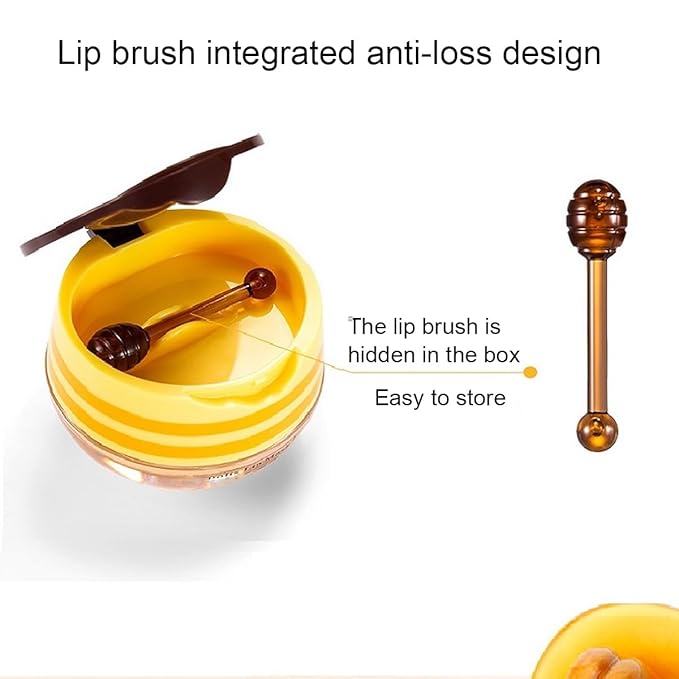 6 PCS Bee Lip Balm Honey Pot, Lip Mask Propolis Moisturizing, Prevention Dry - Image 2