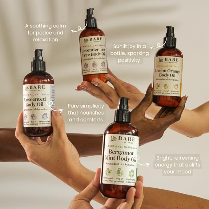 BARE BOTANICS 8 oz Moisturizing Mint Body Oil - Image 6