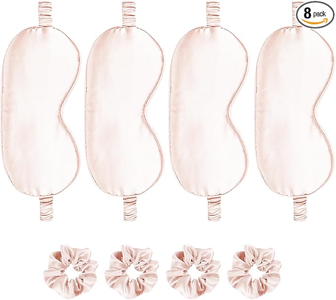 Satin Eye Mask 8Pcs Silk Sleep Masks Silky Blindfold Eyeshade Blackout Eyes by WJingYiJia
