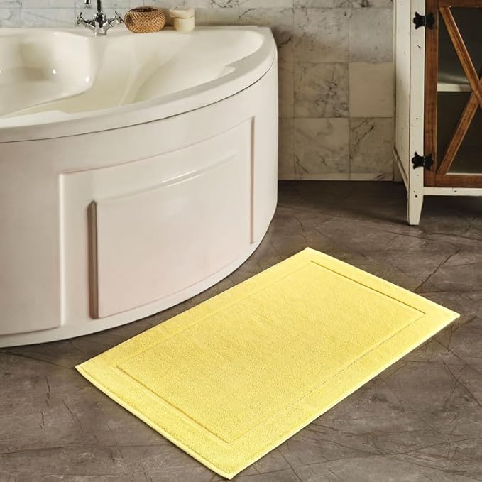 Hawmam Linen Yellow Bath Mats, 21 x 34 inches, Banded Design, Highly Absorbent - Image 5