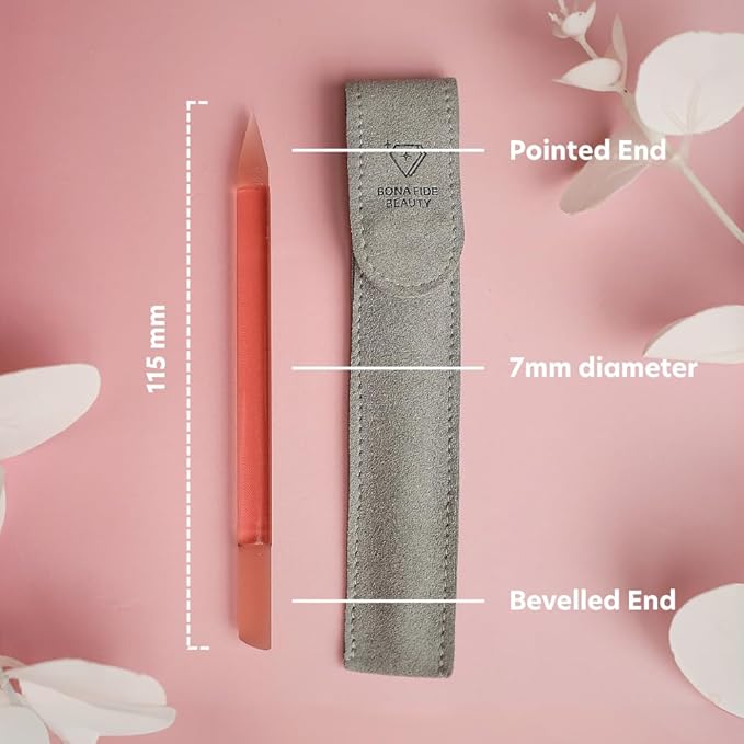 BONA FIDE BEAUTY Glass Cuticle Pusher, 1-Pieces Pink Gentle Czech Manicure Stick - Image 3