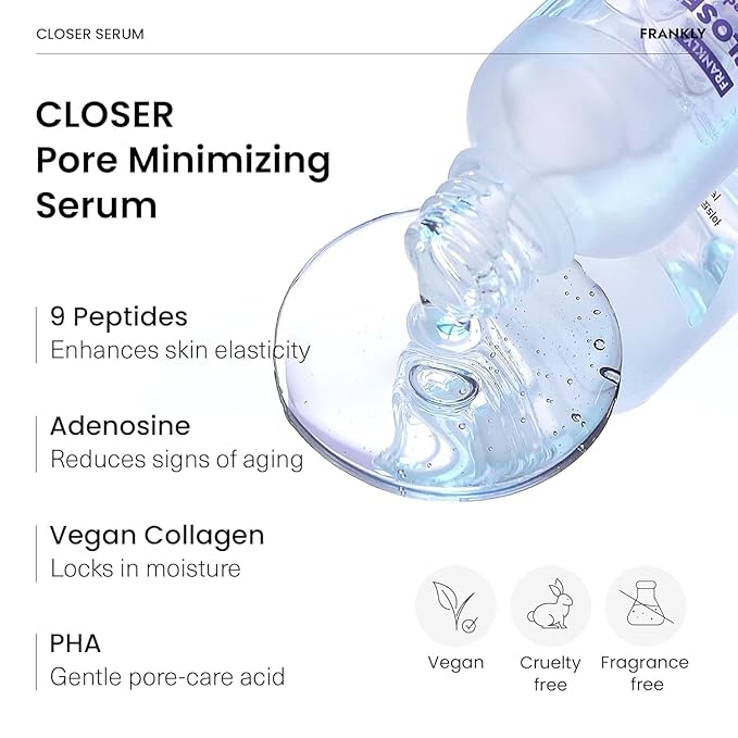 FRANKLY Closer Serum Jumbo | Pore Minimizer Serum | 9 Peptides, Vegan Collagen - Image 4