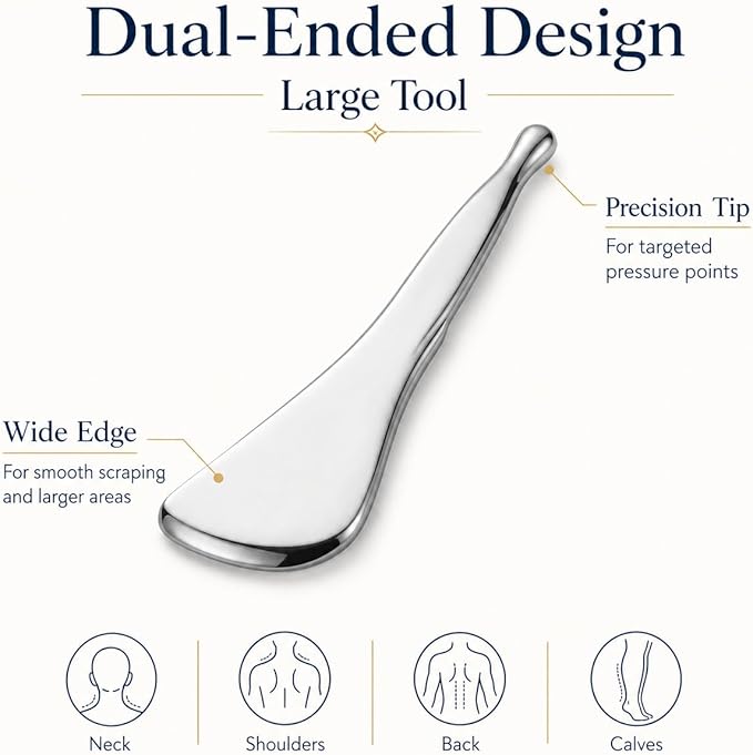 2-in-1 Dual-Ended Acupressure Massage Tool, Stainless Steel Gua Sha Scraper & - Image 5