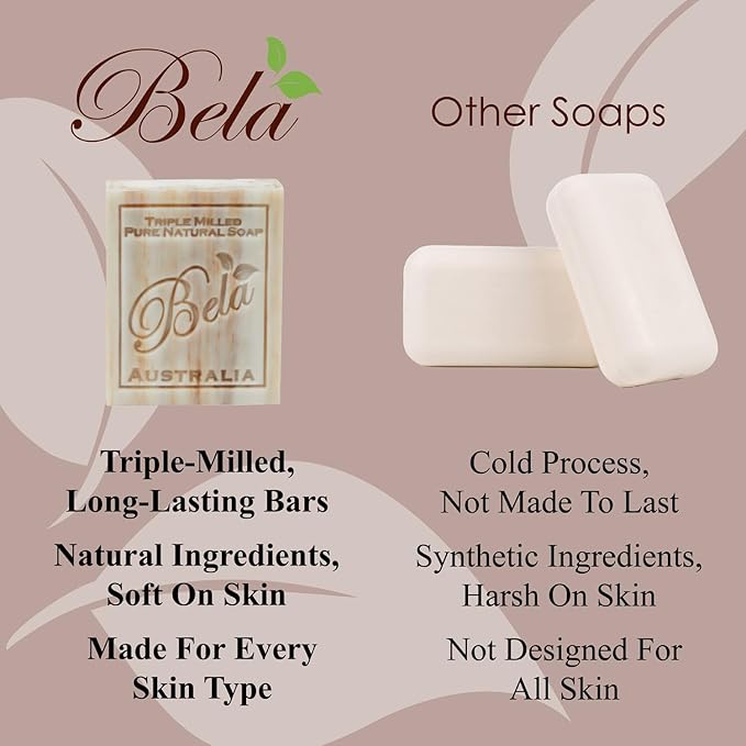 BELA Almond Soap 3.3 oz Pack of 6, French Triple Milled - Image 4