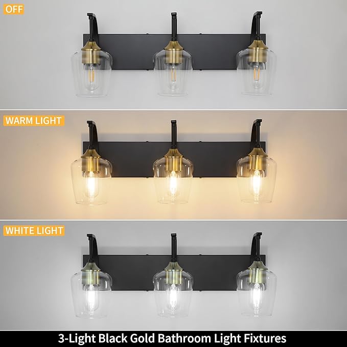 Black 3-Light Vanity Light - Image 2