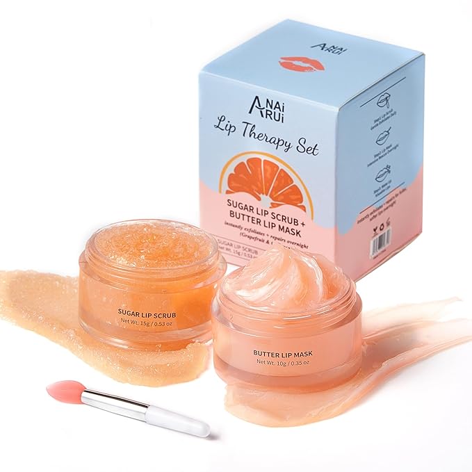 ANAI RUI Hydrating Lip Mask & Lip Scrub Set, Lip Overnight Treatment by ANAIRUI