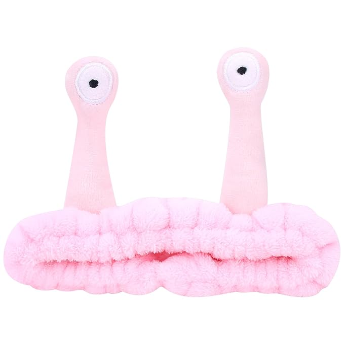 Jowmoy Cute Pink Snail Headband Frog Eye Elastic to Wash Face by Jowmoy