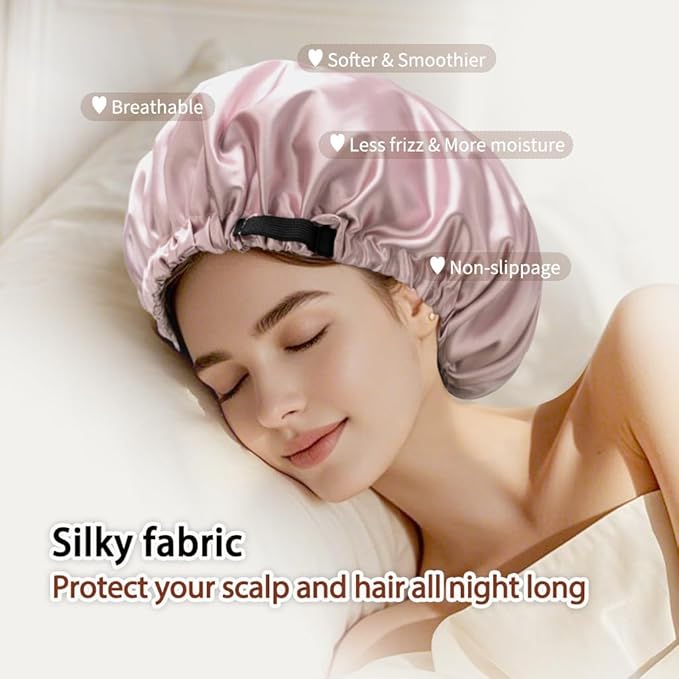 Large Microfiber Hair Towel Wrap & Satin Bonnet Set - Image 5