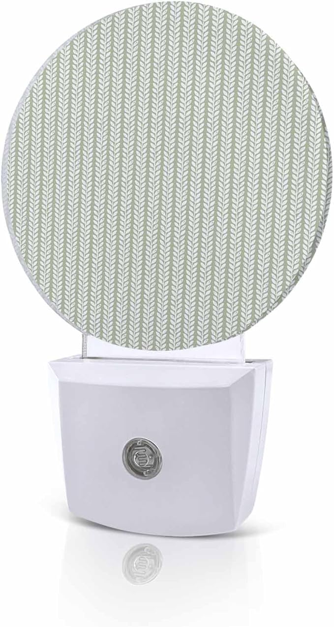 Night Lights Auto Sensor Sage Green Pinstripes Night Light Woven Denim Striped by Home+L6