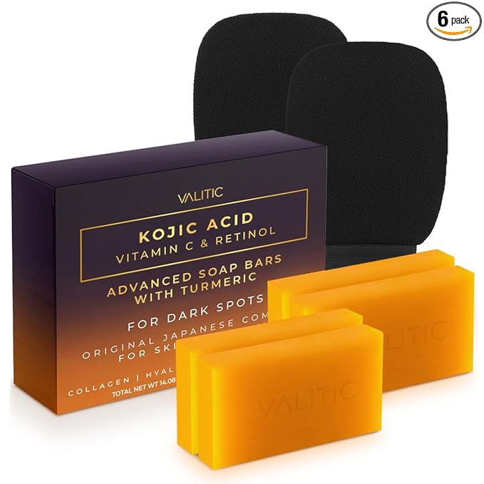 VALITIC 4 Pack Kojic Acid Vitamin C & Retinol Soap Bars by VALITIC
