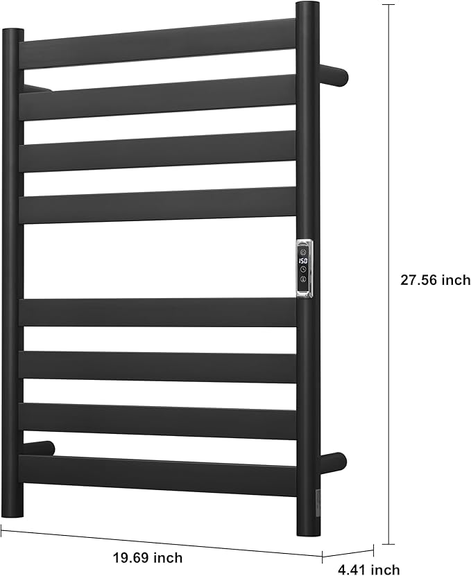 Heated Wall Mounted Electric Towel Warmer Rack, Timer & Temperature Control - Image 4