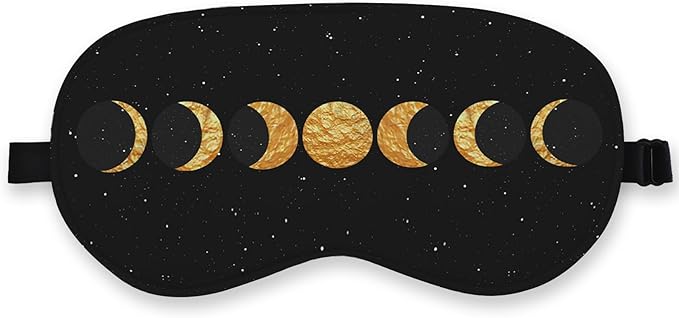 Boho Sun Moon Silk Eye Mask for Sleeping, Dorm Airplane Travel Nap, Boho Moon by QLMX