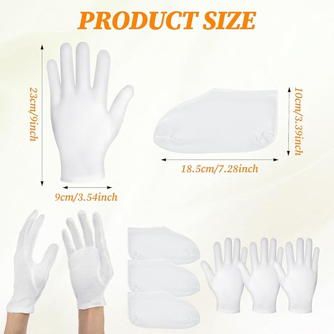 6 Pairs Moisturizing Socks Gloves Set, Spa Foot Moisturizer Socks & Cotton - Image 2