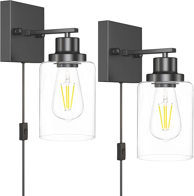 Plug in Wall Sconces, 2 Pack Wall Lamp, Rustic Plug in Wall Light Sconces - Image 7