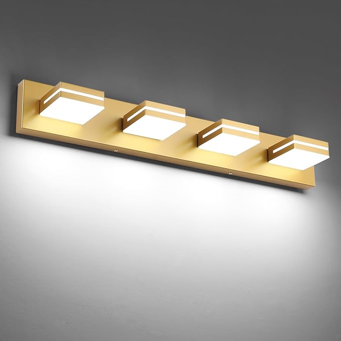 SineRise LED Modern Bathroom Vanity Light Fixtures, Matte Gold Modern Acrylic by SINERISELIGHTING