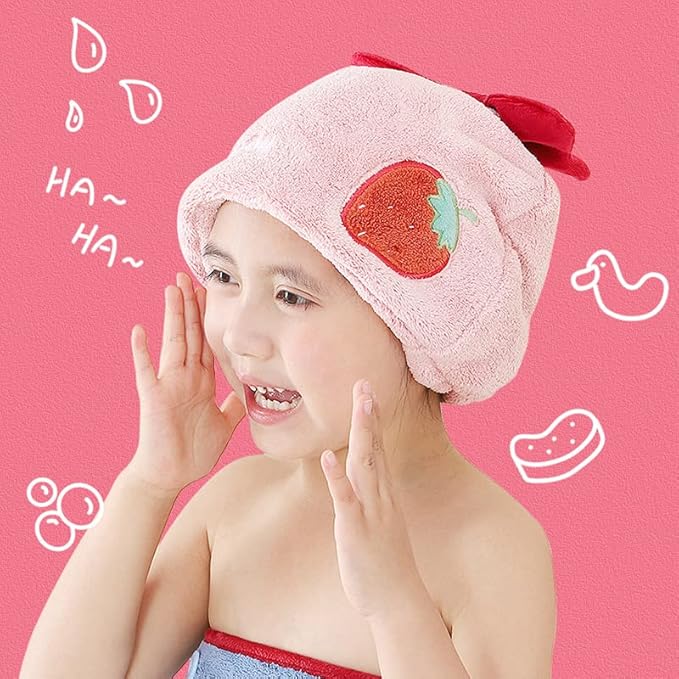 Hair Drying Towel for Kids Girls, Cute Cartoon Absorbent Quick Drying Bath Wrap - Image 6