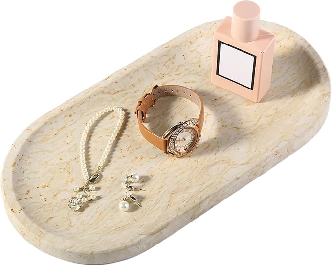 Koville Natural Marble Tray for Home Decor, Stone Perfume Organizer Jewelry by Koville