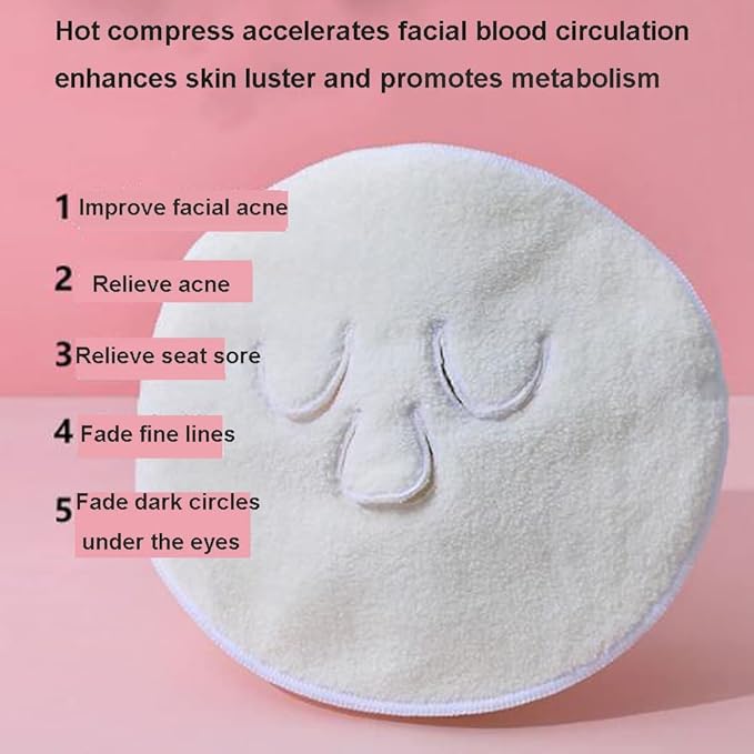 Angzhili 2 Pcs Hot Compress Face Towel Masks, Reusable Facial Steamer Towel - Image 2